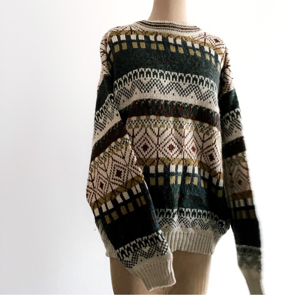 JARGON Vintage 90s Knit Cosby Sweater • Size L • Made in Korea - Picture 6 of 9